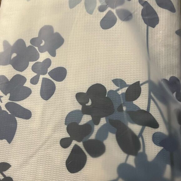 Metro Parlor Blue Navy Fabric Shower Curtain 70x72 Inch, Floral Decor - Picture 2 of 2